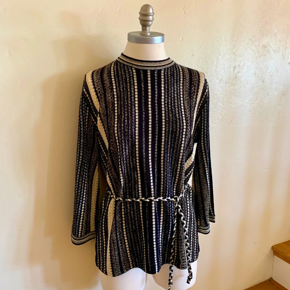 Vintage 1970’s black metallic knit top
